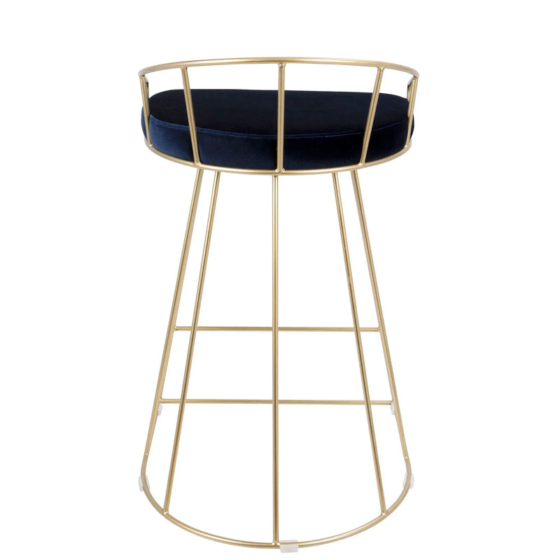 Canary - Contemporary / Glam Counter Stool (Set of 2) - Gold / Blue by Unique Piece Furniture