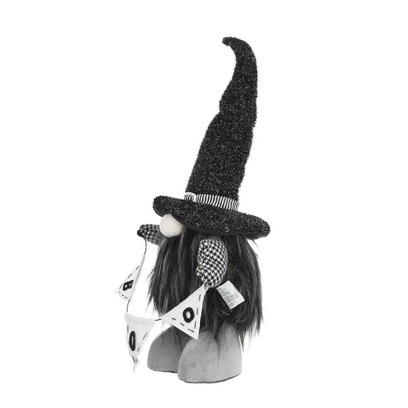 Set of 2 Black Fabric Gnomes with 'Boo' Banner by HouseOfZazla