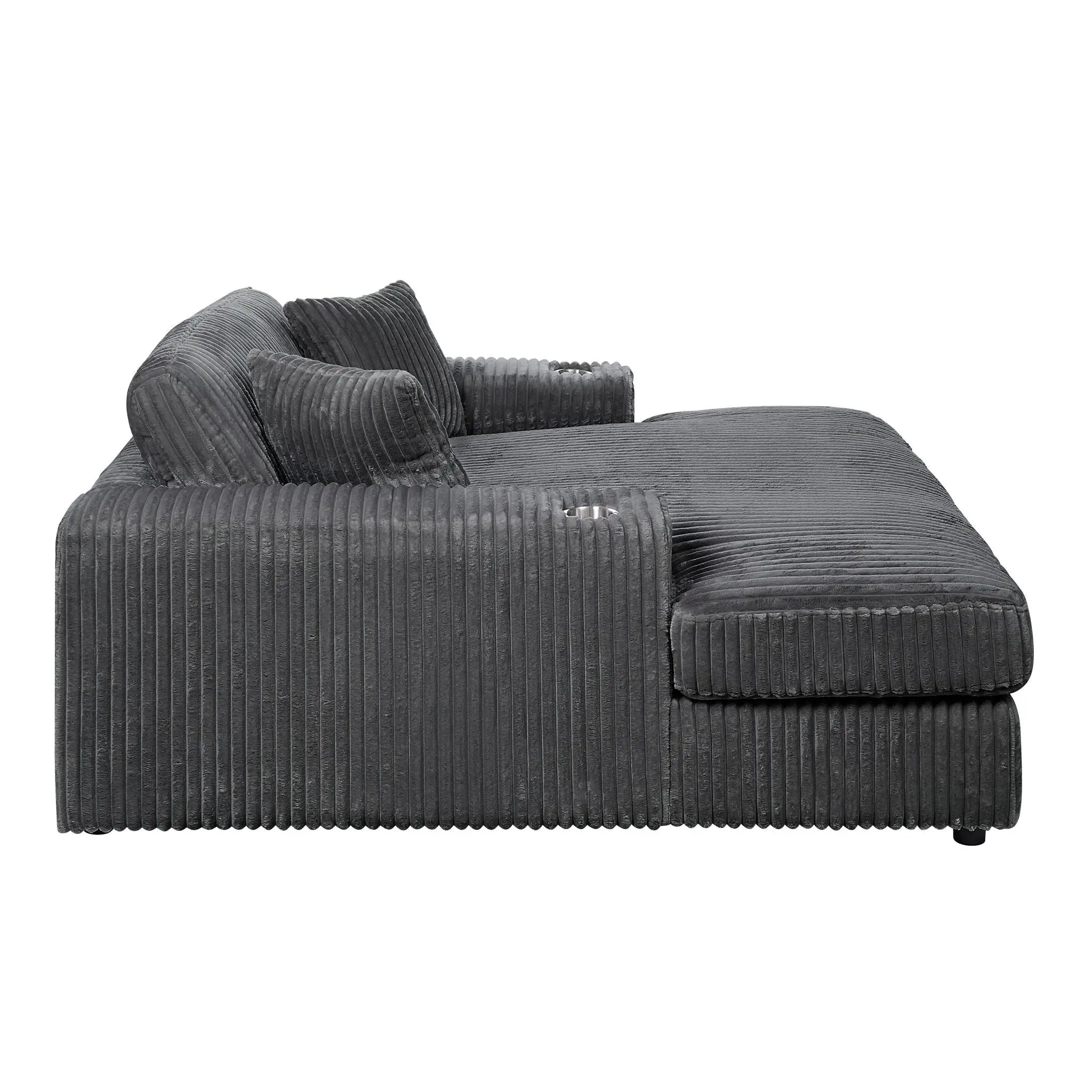 Hilde Chaise - With 2 Pillows - Dark Gray by HouseOfZazla