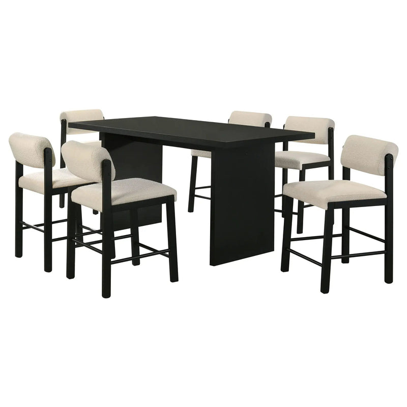 Decker 7-piece 70-inch Rectangular Counter Height Dining Set Cream and Black by Unique Piece Furniture