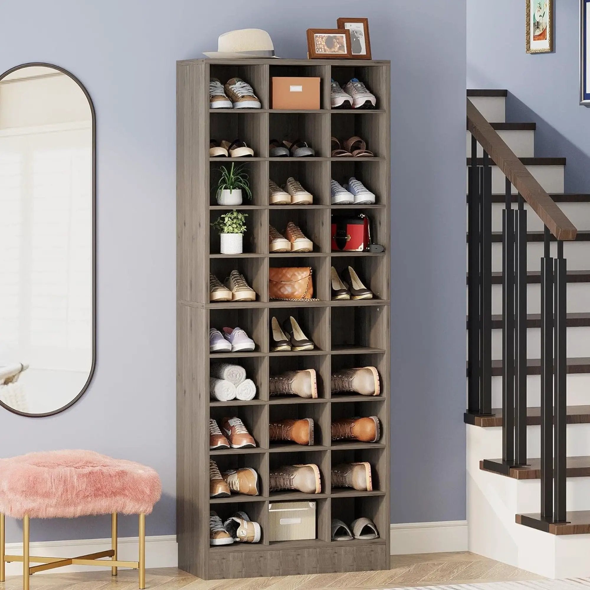 10 Tier Shoe Storage Cabinet With 30 Cubbies by HouseOfZazla