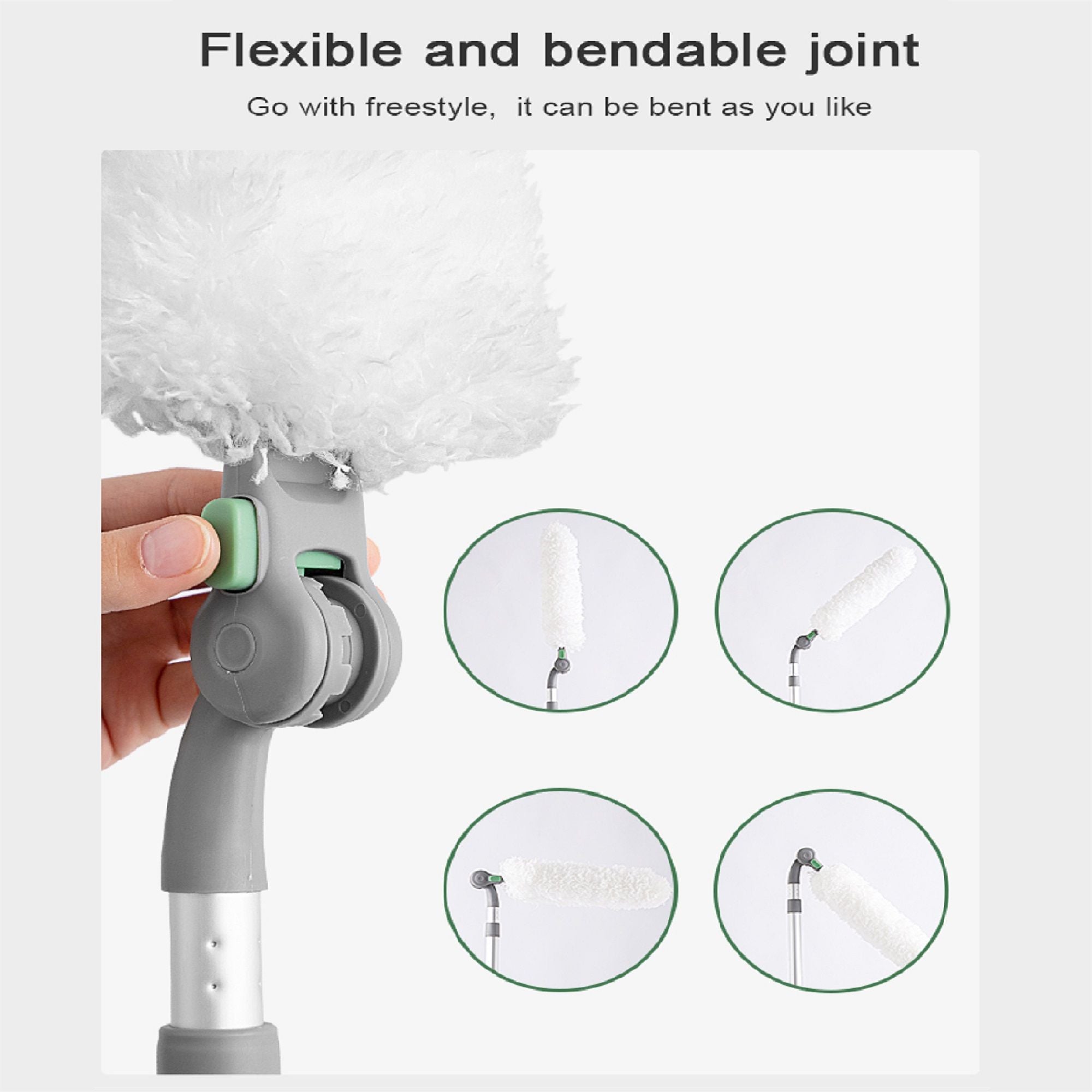 Long Handle Duster With Extension Bar, Home Dust Collector - White by HouseOfZazla