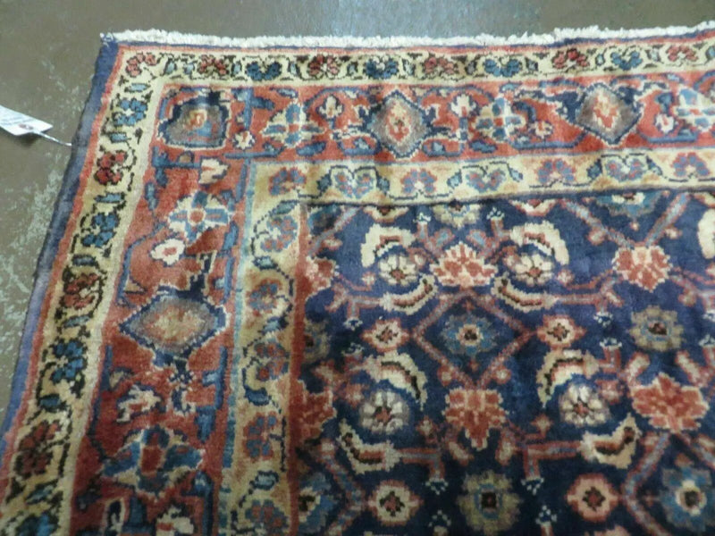 3'7" X 10' Antique Handmade India Floral Oriental Wool Runner Rug Organic Blue by Jewel Rugs