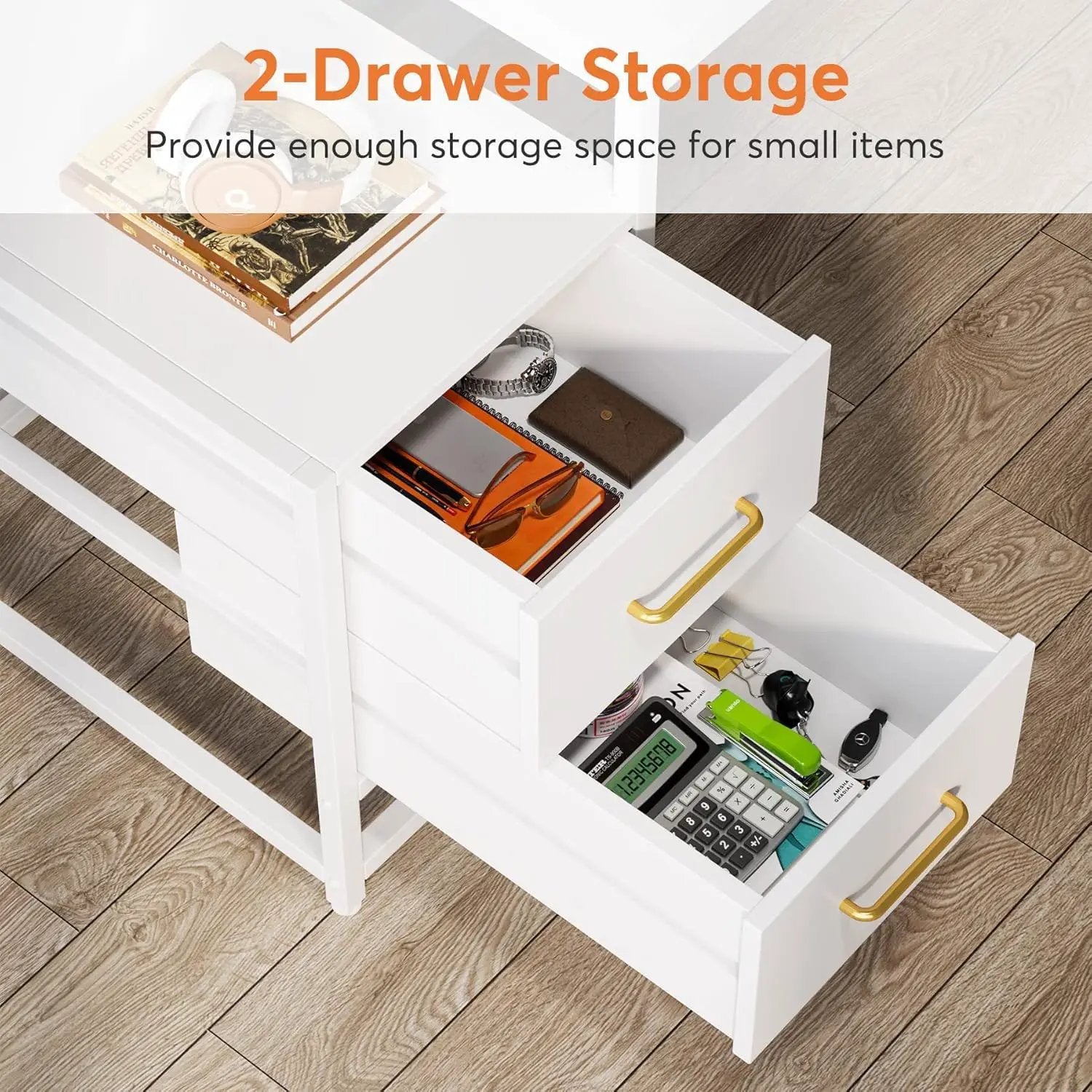 Computer Desk With Hutch, 2 Drawers & Open Shelves