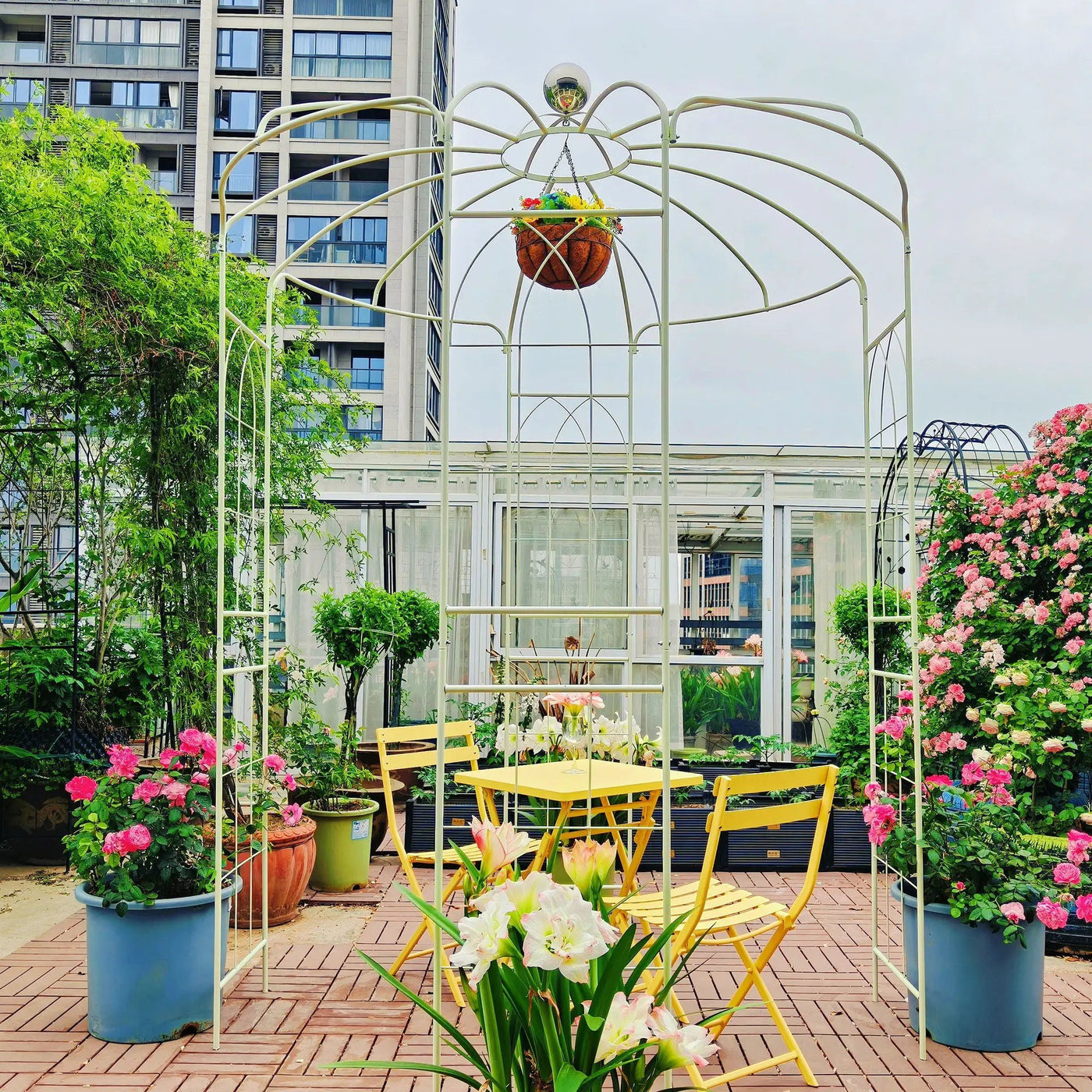 Metal Garden Arch Iron Garden Arbors Gazebo Dia High Birdcage Shape Pergola Pavilion For Wedding Ceremony by Unique Piece Furniture