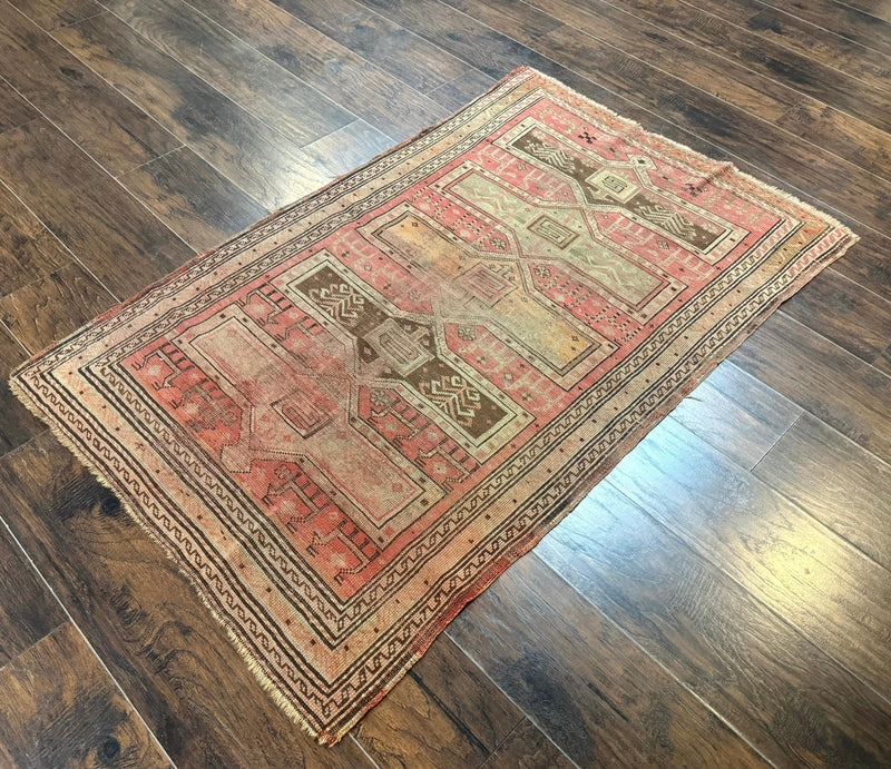 Antique Turkish Melas Rug 3x5, Geometric Carpet, 1920s Wool Rug, Bohemian Rug, Low Pile Rug, Tribal Rug by Jewel Rugs