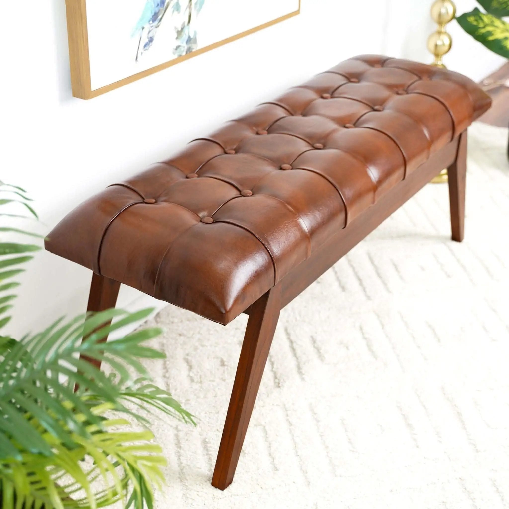 Maja - Bench - Cognac / Dark Brown by Unique Piece Furniture