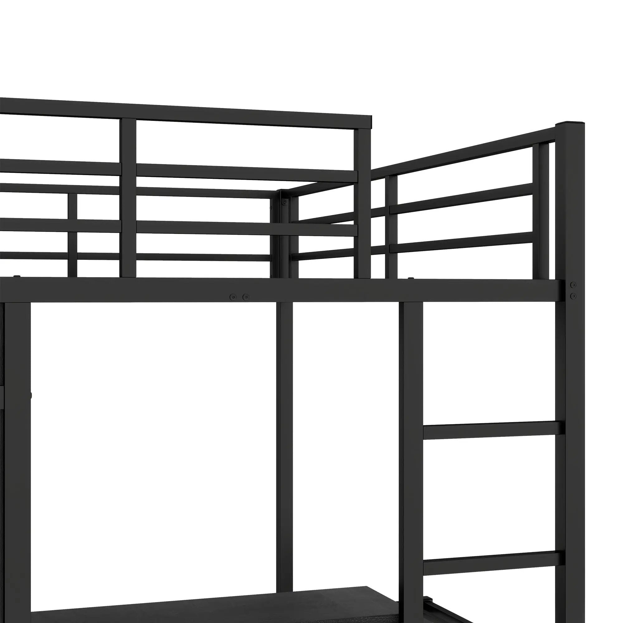 Full XL Over Twin Metal Bunk Bed with Folding Desk and Closet by HouseOfZazla