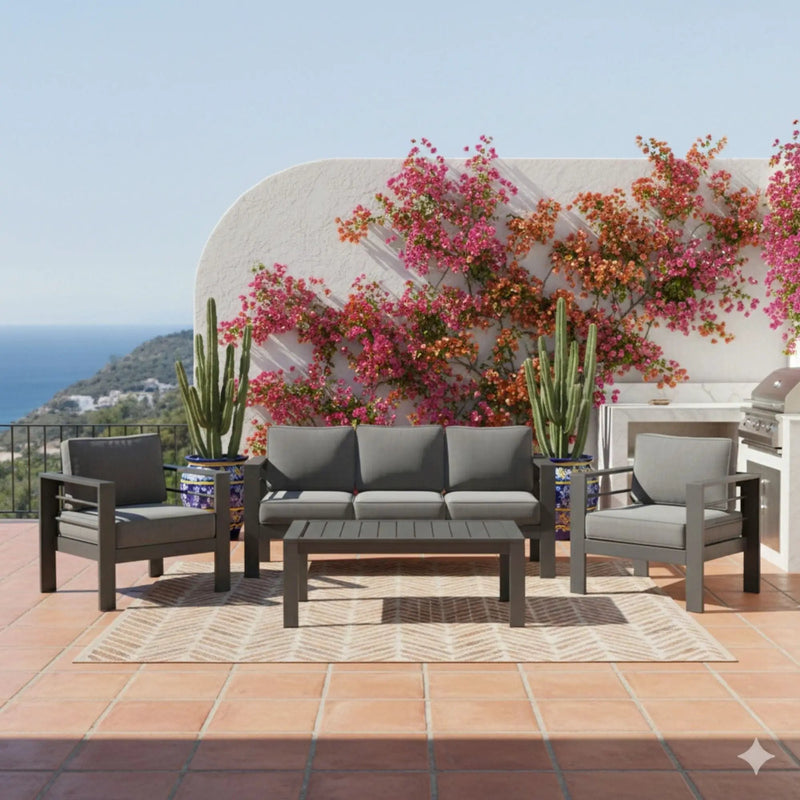 Outdoor Patio Set, All-Weather With Thick Cushions by HouseOfZazla