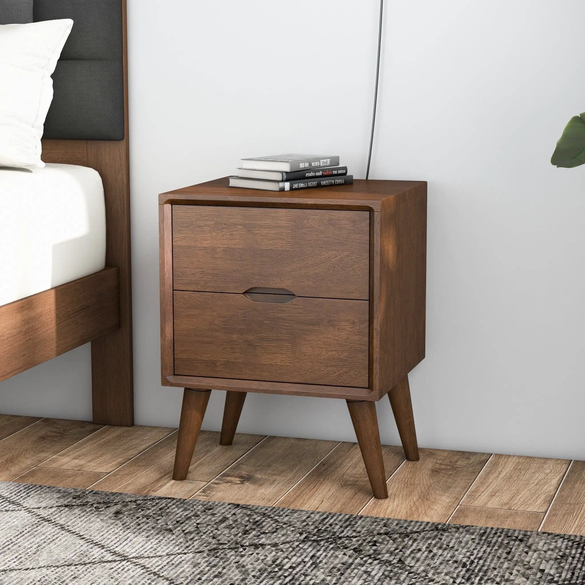 Alexandra - Night Stand With 2 Drawers - Walnut Brown by HouseOfZazla