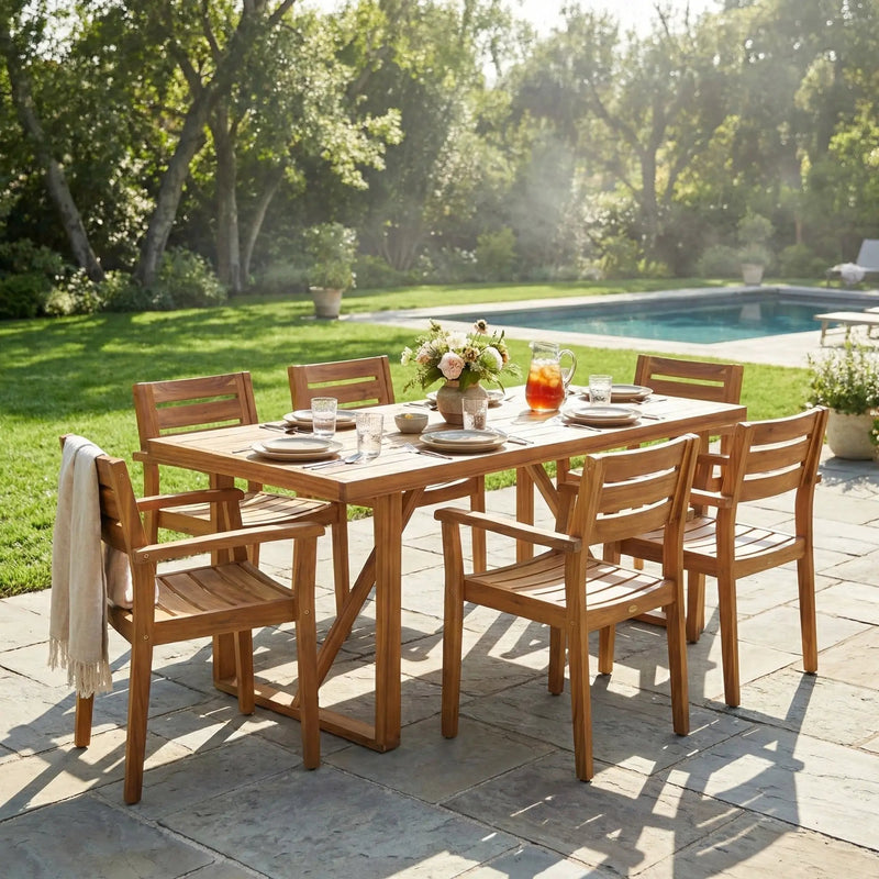 7-Piece Acacia Wood Outdoor Dining Set by HouseOfZazla