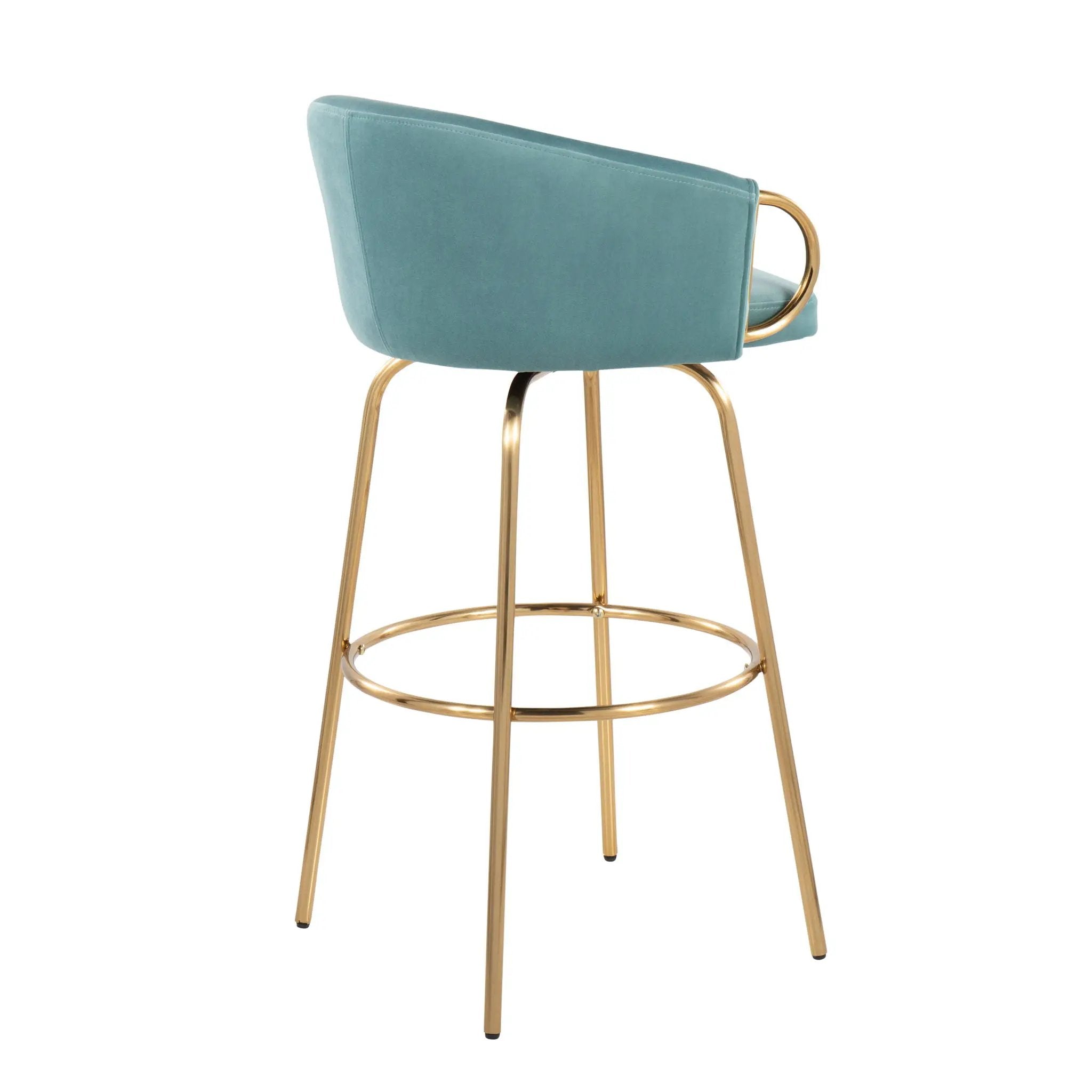 Claire - Contemporary / Glam Fixed Height Bar Stool (Set of 2) Round Footrest (Set of 2) by HouseOfZazla