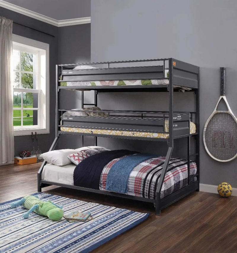 Cargo - Twin Over Twin Over Full Bunk Bed - Gunmetal by Unique Piece Furniture