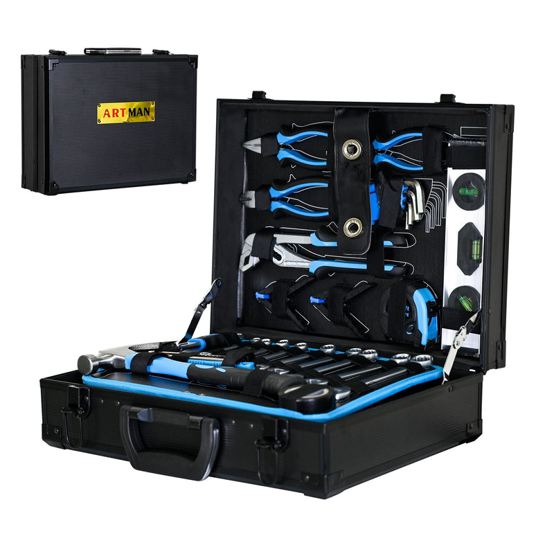 Combined Maintenance Tool Suitcase 247 Pieces Of Basic Home Maintenance Tool Set General Machinery Tool Set - Blue by HouseOfZazla