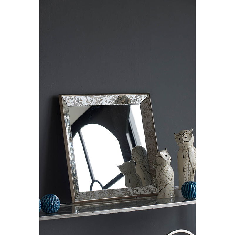 Antique Rectangle Mirror with Floral Accents - Pearl Silver, photo 16 of 25