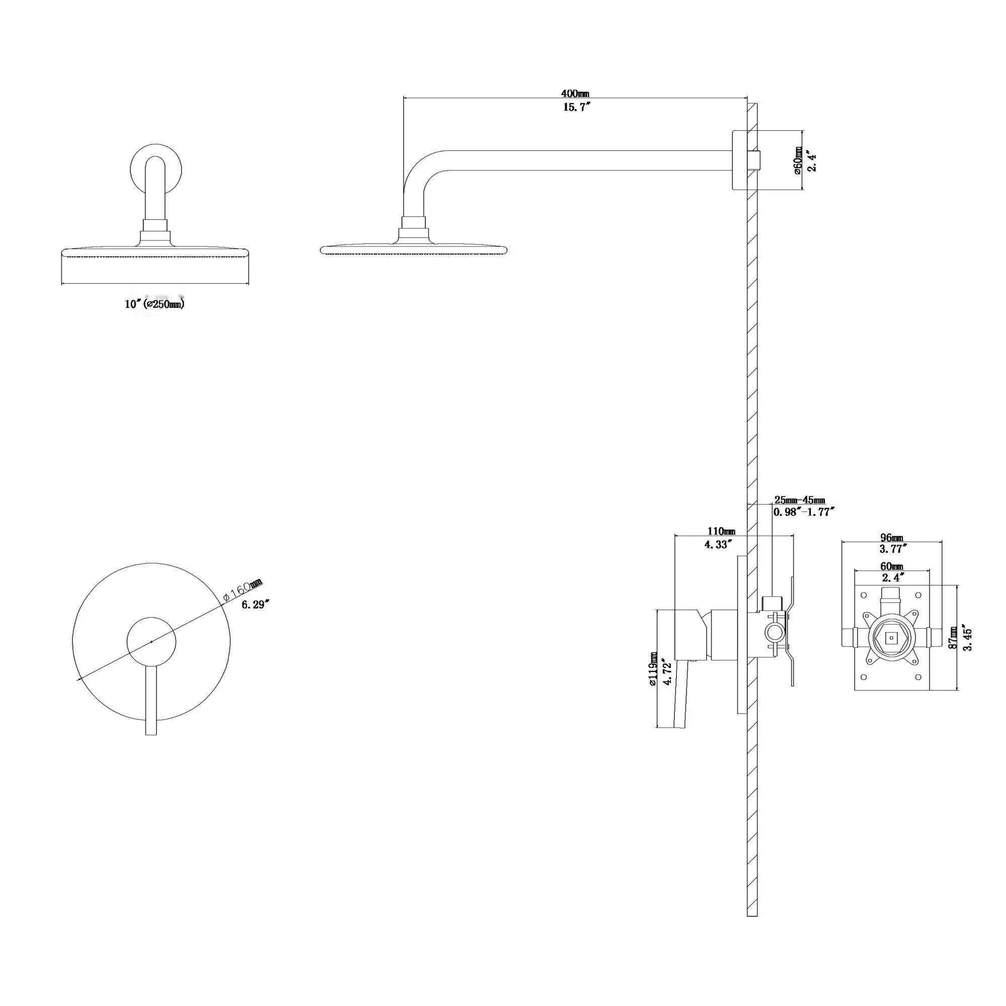 Shower Faucet Set With 10" Rainfall Shower Head And Valve - Brushed Nickel by HouseOfZazla