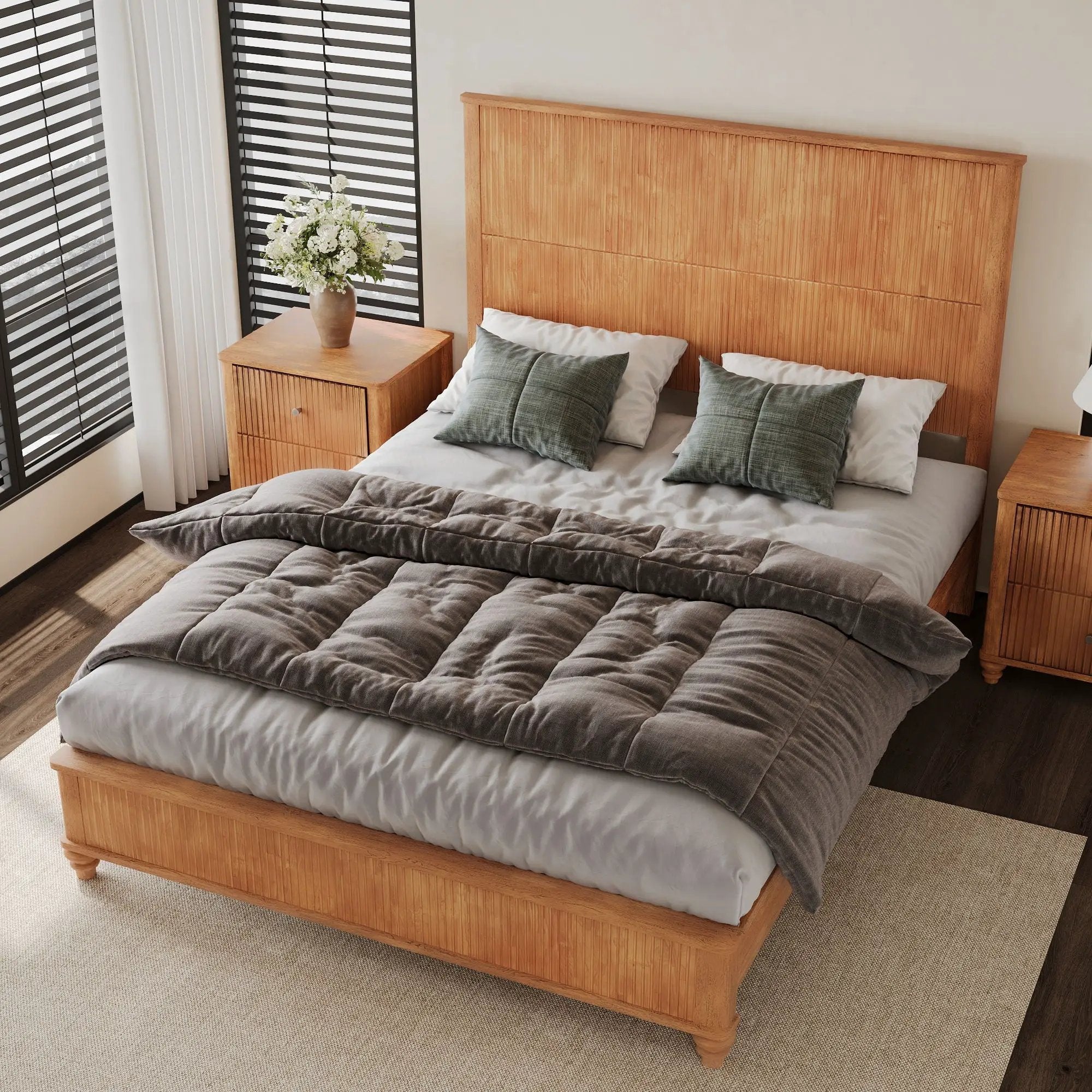 Platform Bed Frame With Tall Headboard by HouseOfZazla
