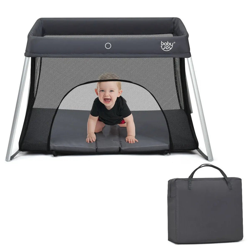 Lightweight Foldable Baby Playpen w/ Carry Bag-Dark Gray by DirectDeals