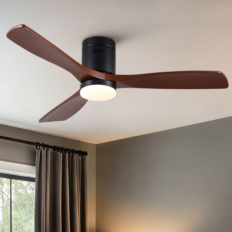 Low Profile Flush Mount Intergrated LED Ceiling Fan With Light And Silent Reversible Motor by HouseOfZazla