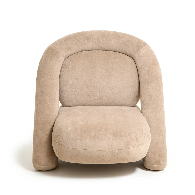 Stylish Dark Beige Velvet Lounge Chair by HouseOfZazla