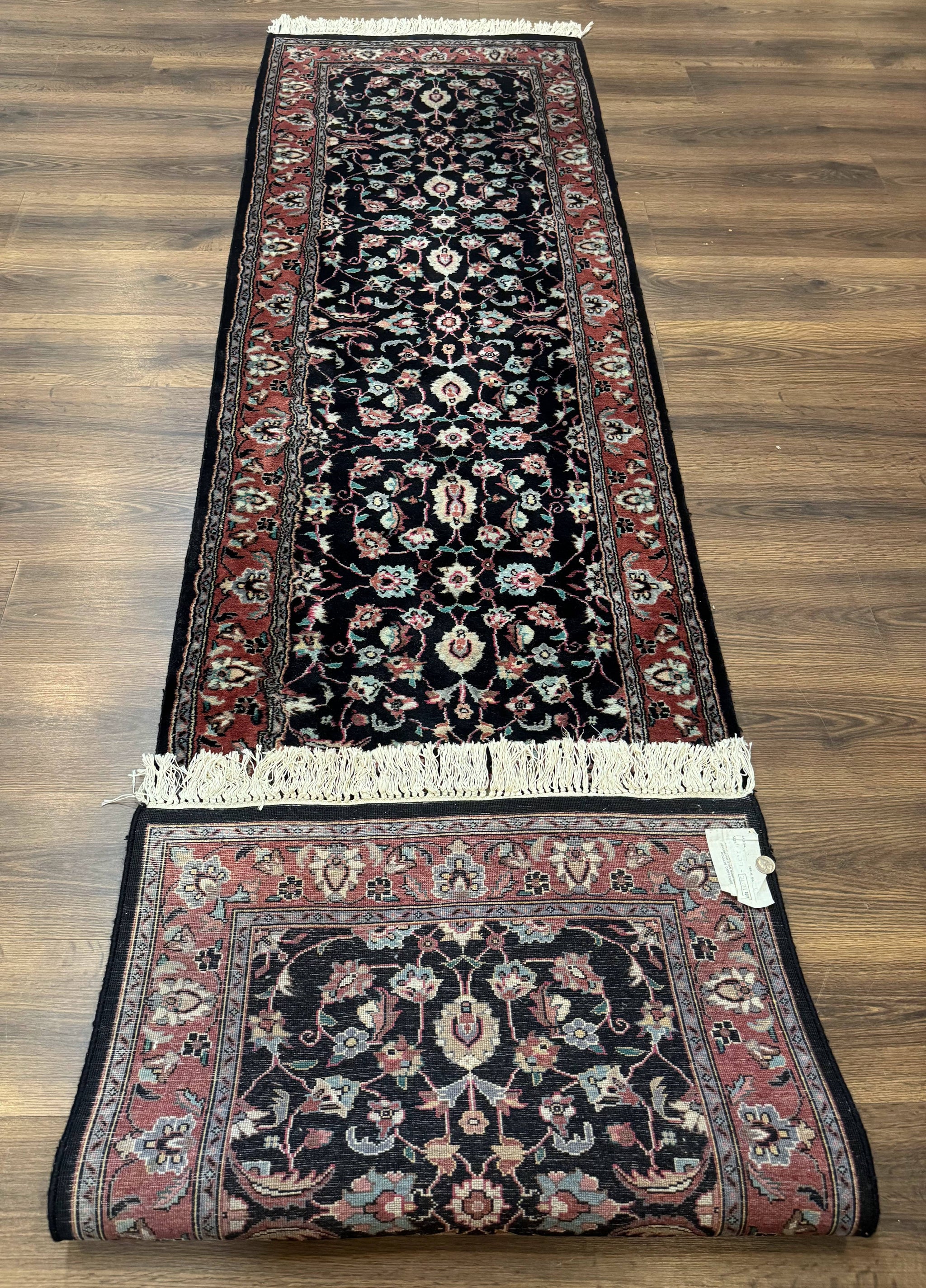 Pak Persian Runner Rug 2.8 x 10, Dark Blue, Floral Allover, Wool by Jewel Rugs
