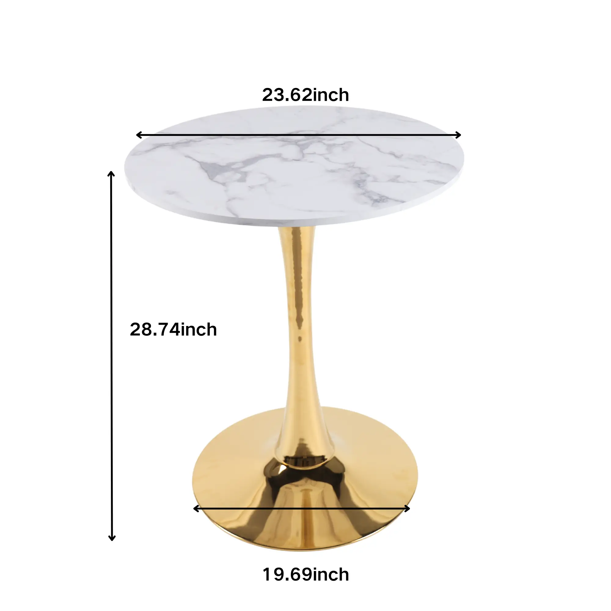 White Marble Tulip Dining Table with Golden Legs by HouseOfZazla