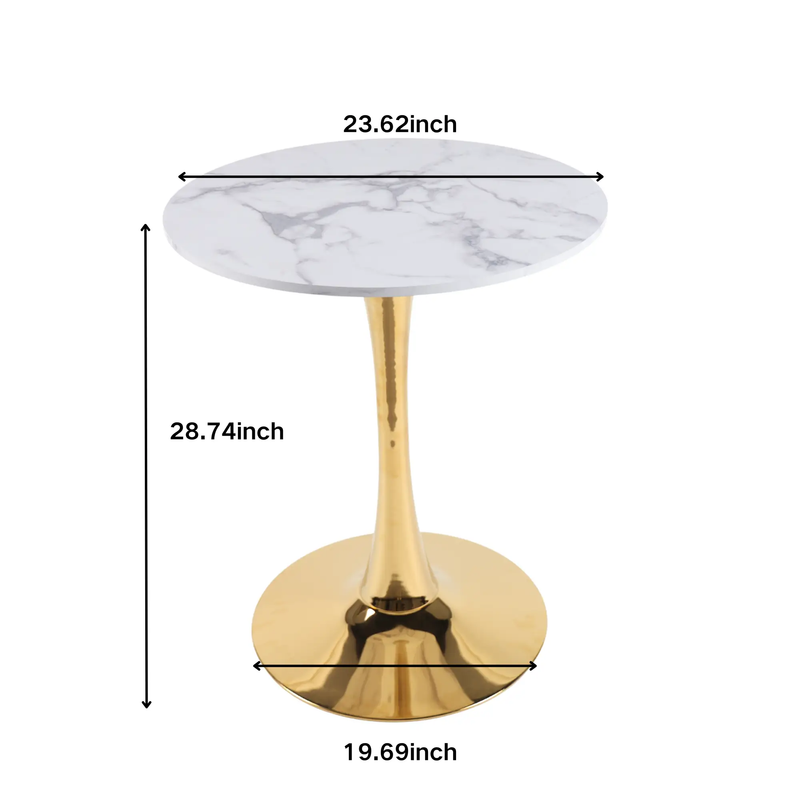 White Marble Tulip Dining Table with Golden Legs by HouseOfZazla