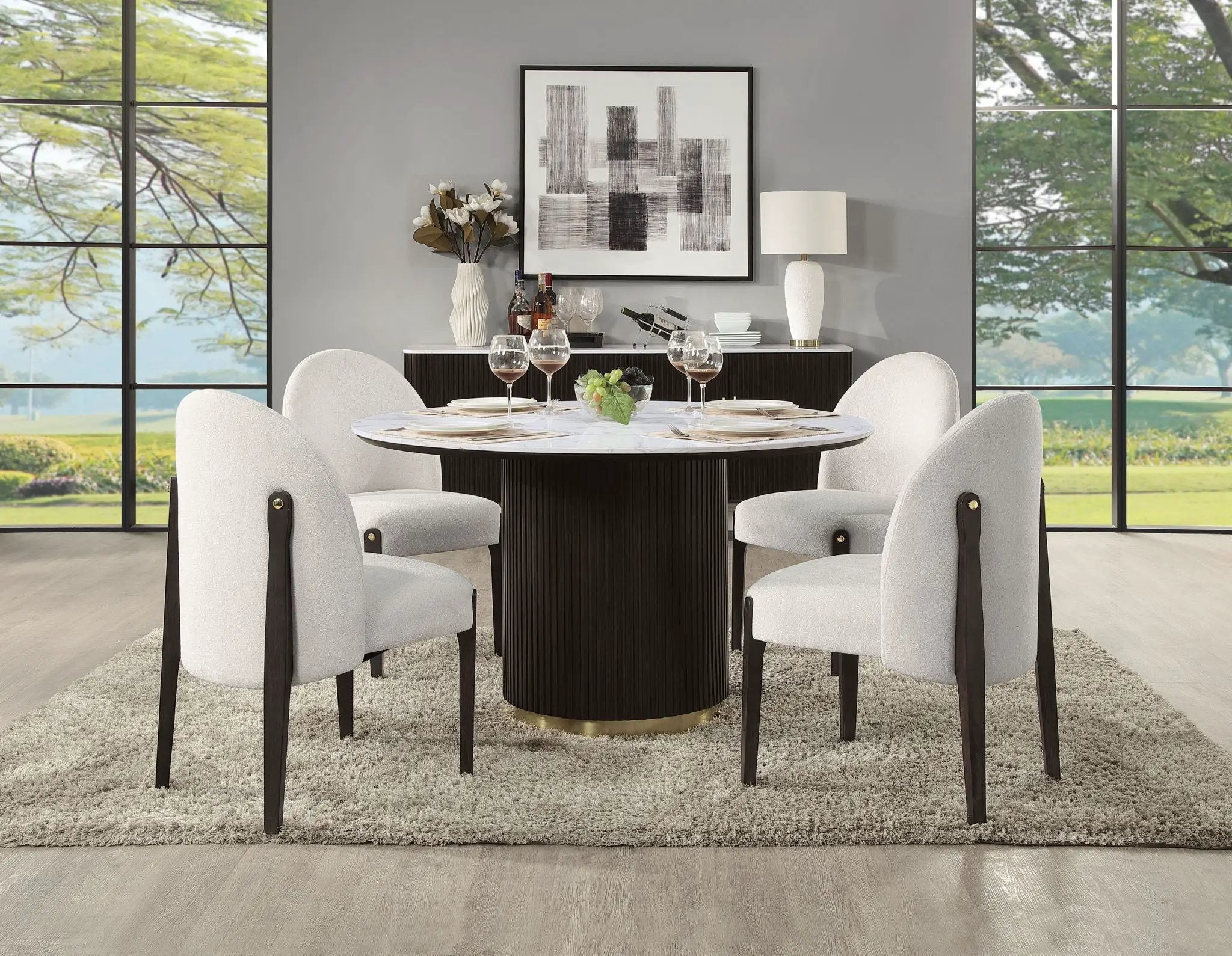 Clayten - Around Dining Table - Marble / Espresso by Unique Piece Furniture