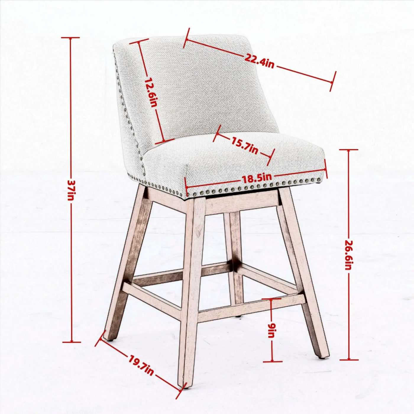 Counter Height Swivel Barstools, 26'' H Seat Height Upholstered Bar Stools (Set of 2), Fabric by HouseOfZazla