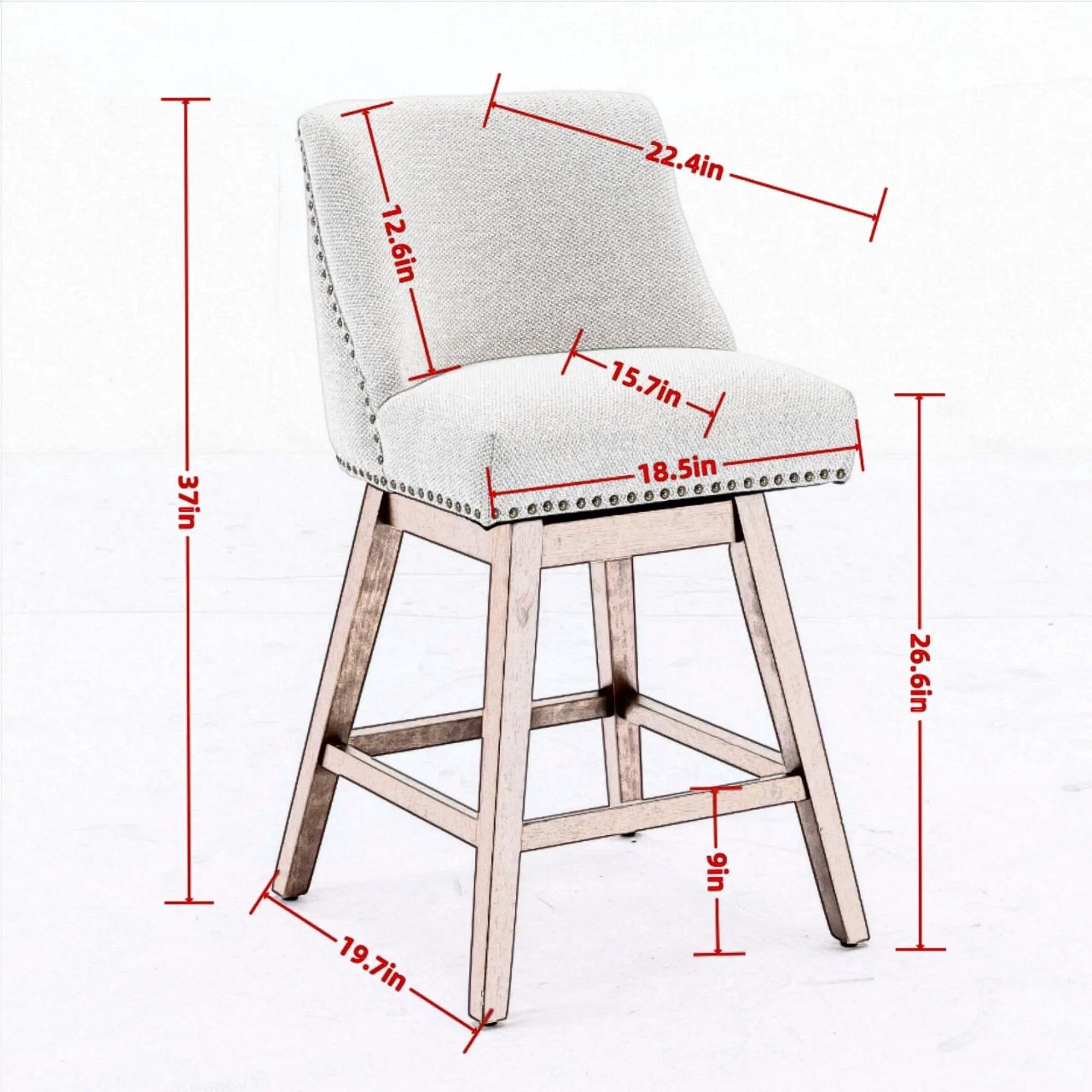 Counter Height Swivel Barstools, 26'' H Seat Height Upholstered Bar Stools (Set of 2), Fabric by HouseOfZazla