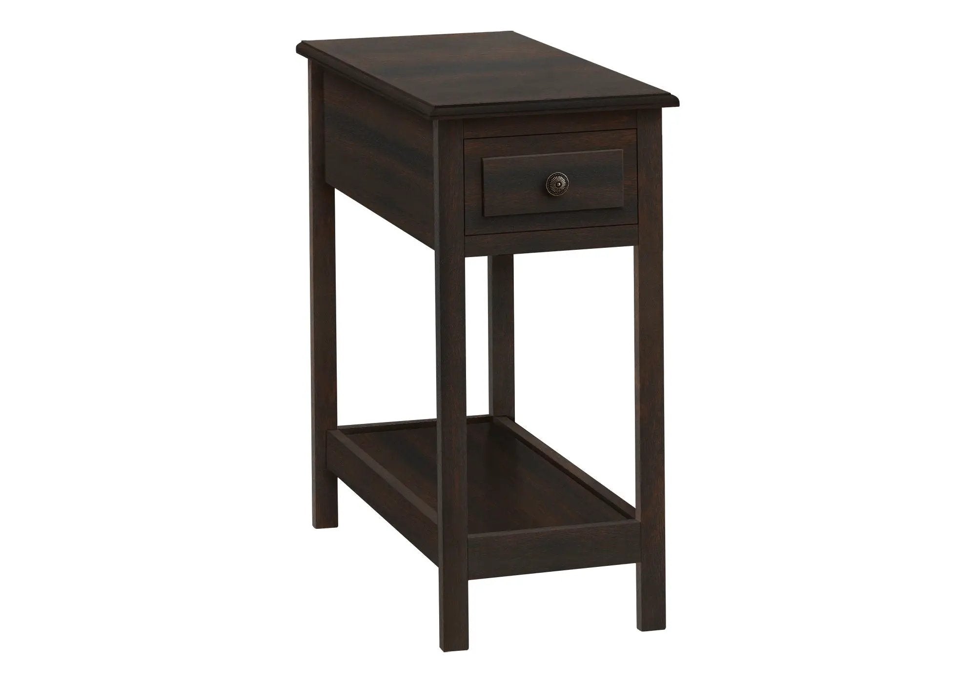 Accent End Table, 2 Tier, Storage Drawer, Transitional - Walnut by HouseOfZazla