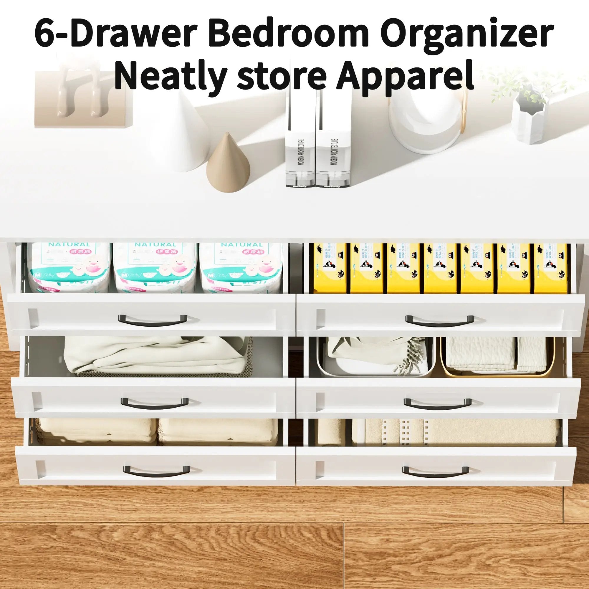 6 Drawer Dresser for Bedroom, Modern Metal Storage Chest by HouseOfZazla