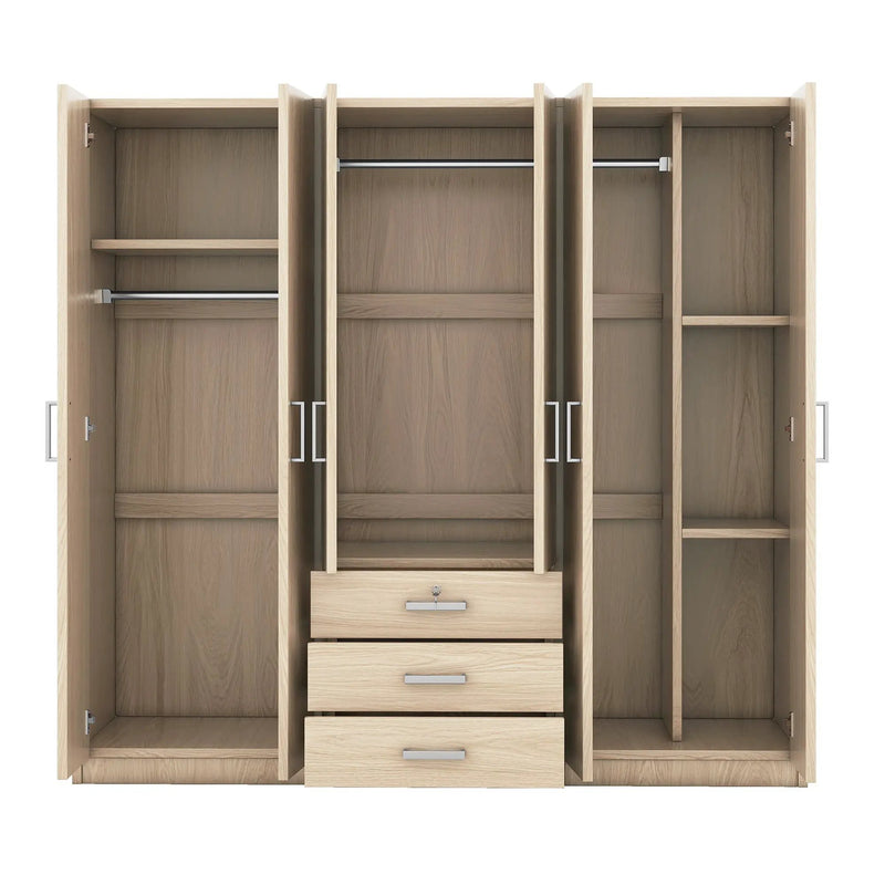 6 Doors Wardrobe Storage For Bedroom, With Big Drawers by HouseOfZazla