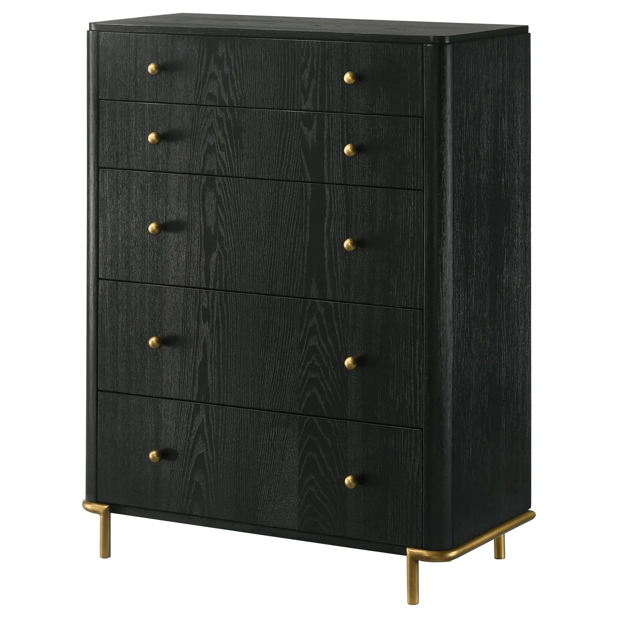 Anser - 5 Drawer Chest, Bedroom Storage Furniture - Black by HouseOfZazla