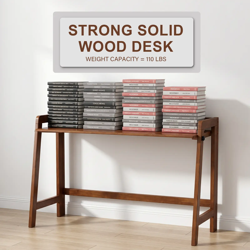 Solid Wood Folding Desk, 49" Mid Century Modern Computer Desk by HouseOfZazla