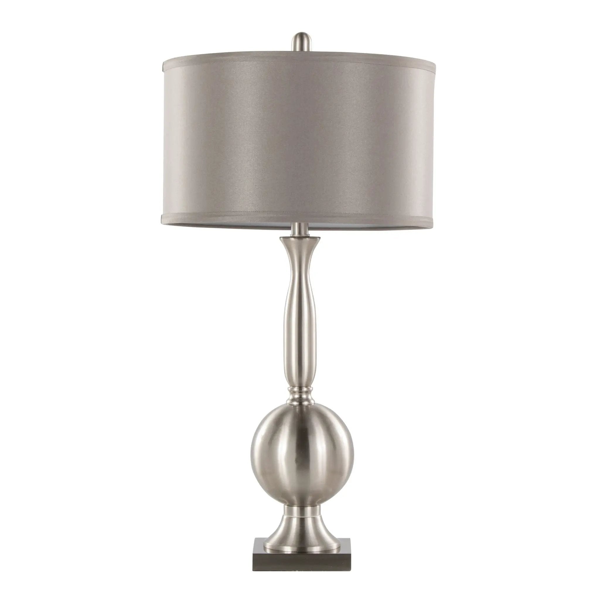 Joan - Contemporary Table Lamp (Set of 2) - Nickel / Gray Satin by HouseOfZazla