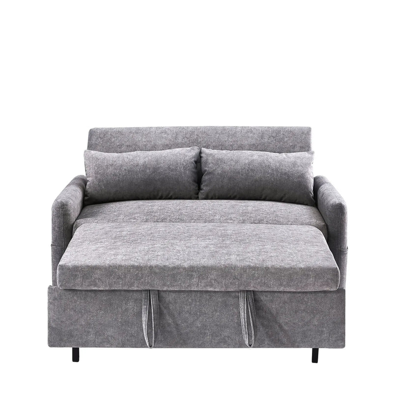 Pull Out Sleep Sofa Bed Loveseats Sofa Couch With Adjsutable Backrest, Storage Pockets, 2 Soft Pillows, USB Ports For Living Room, Bedroom, Apartment, Office by HouseOfZazla