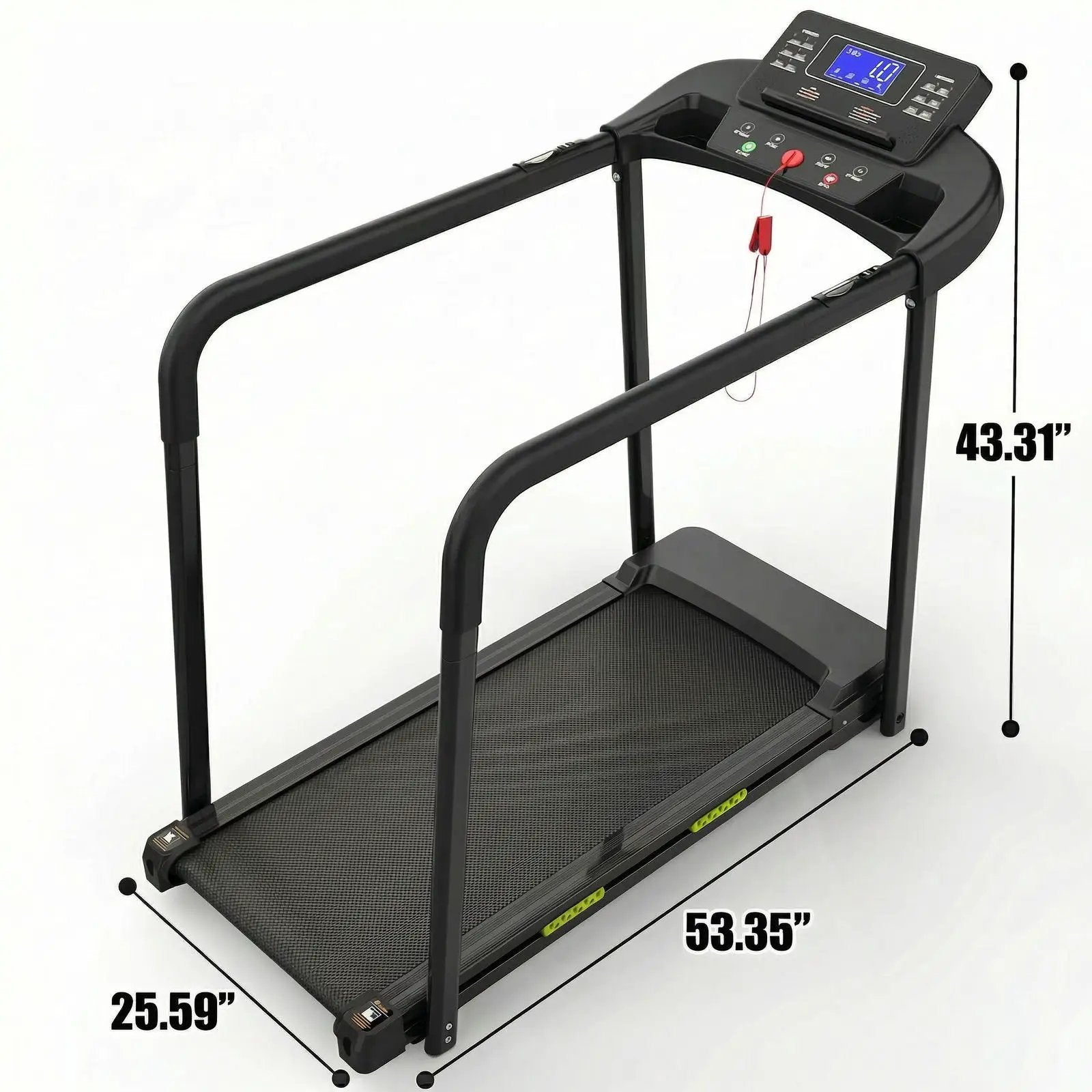Walking Pad Treadmill With Foldable Design, Large LED Display, Stable Handrails - Black by HouseOfZazla