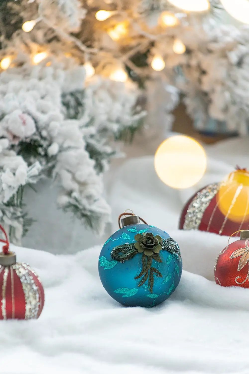 Christmas Ball Ornaments Glass Decorative Hanging Balls Light Blue by HouseOfZazla