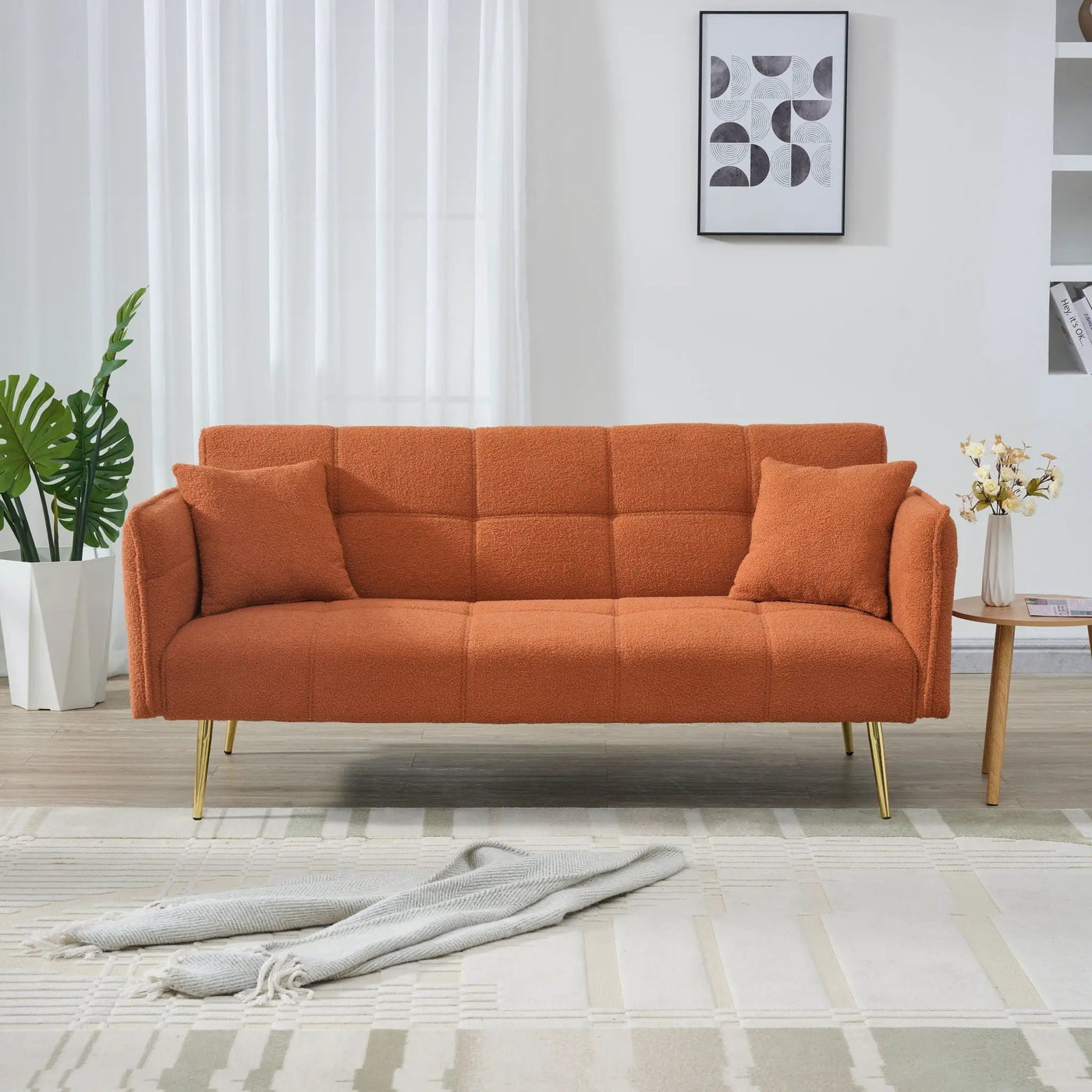 Convertible Double Futon Sofa Bed With Folding Armrests For Living Rooms by HouseOfZazla