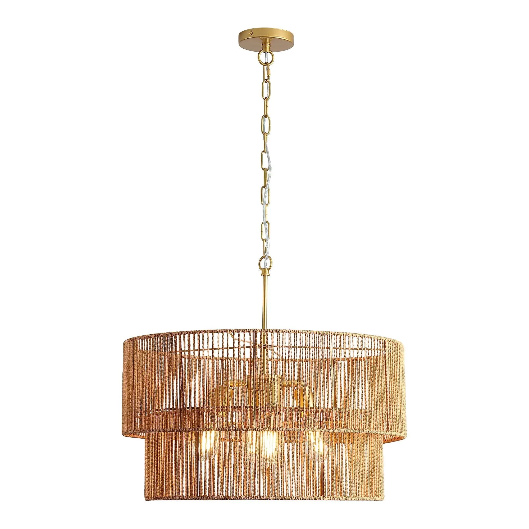 Chandelier, 2 Tier Boho Wabi Sabi Pendant Light, Hanging Ceiling Lamp - Gold by Unique Piece Furniture