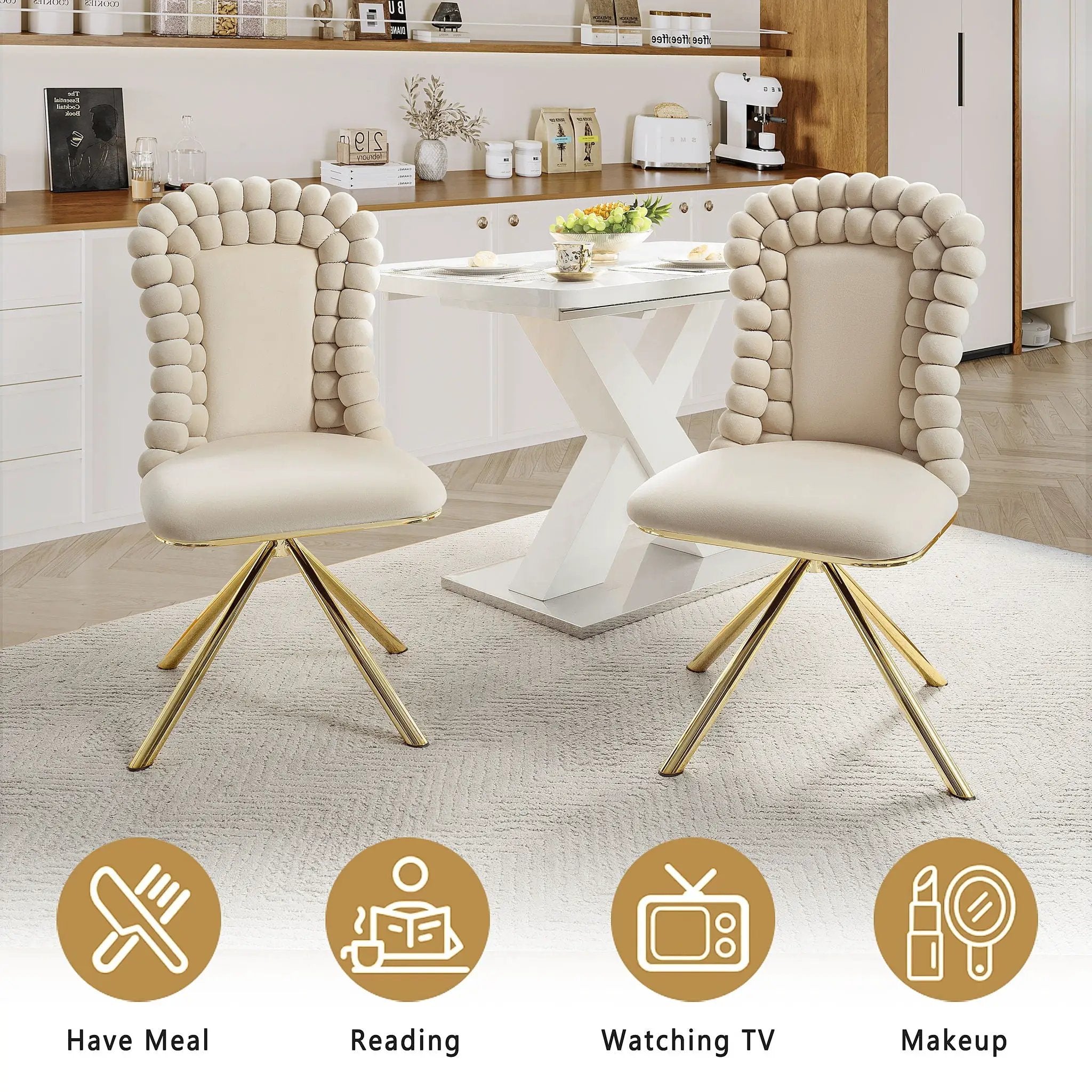 Upholstered Swivel Dining Chairs (Set of 2) by Unique Piece Furniture