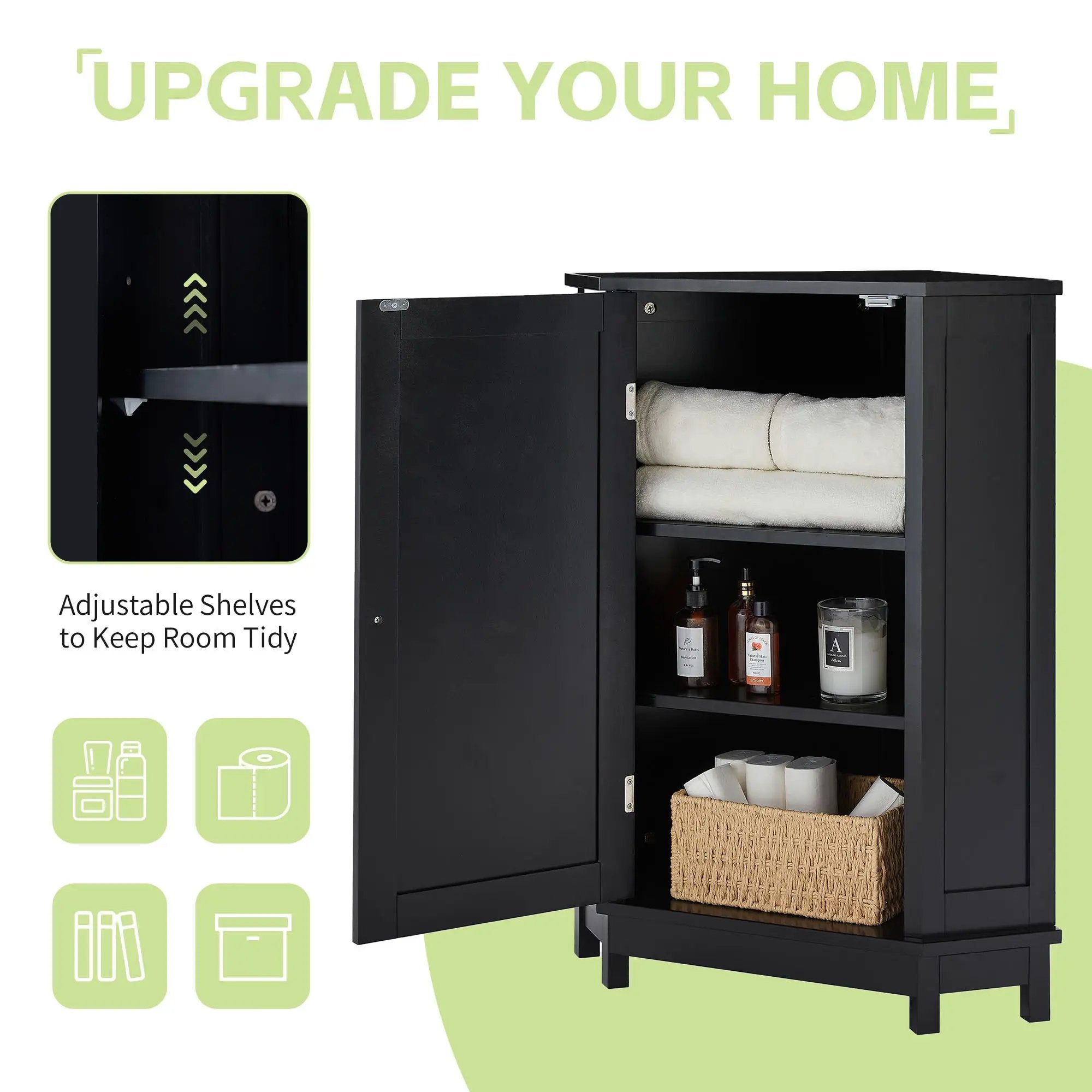 Bathroom Cabinet Triangle Corner Storage Cabinet With Adjustable Shelf Modern Style