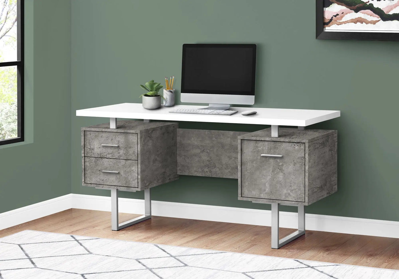 Computer Desk For Home Office, Laptop, Left, Right Set - Up, Storage Drawers, Contemporary & Modern by Unique Piece Furniture