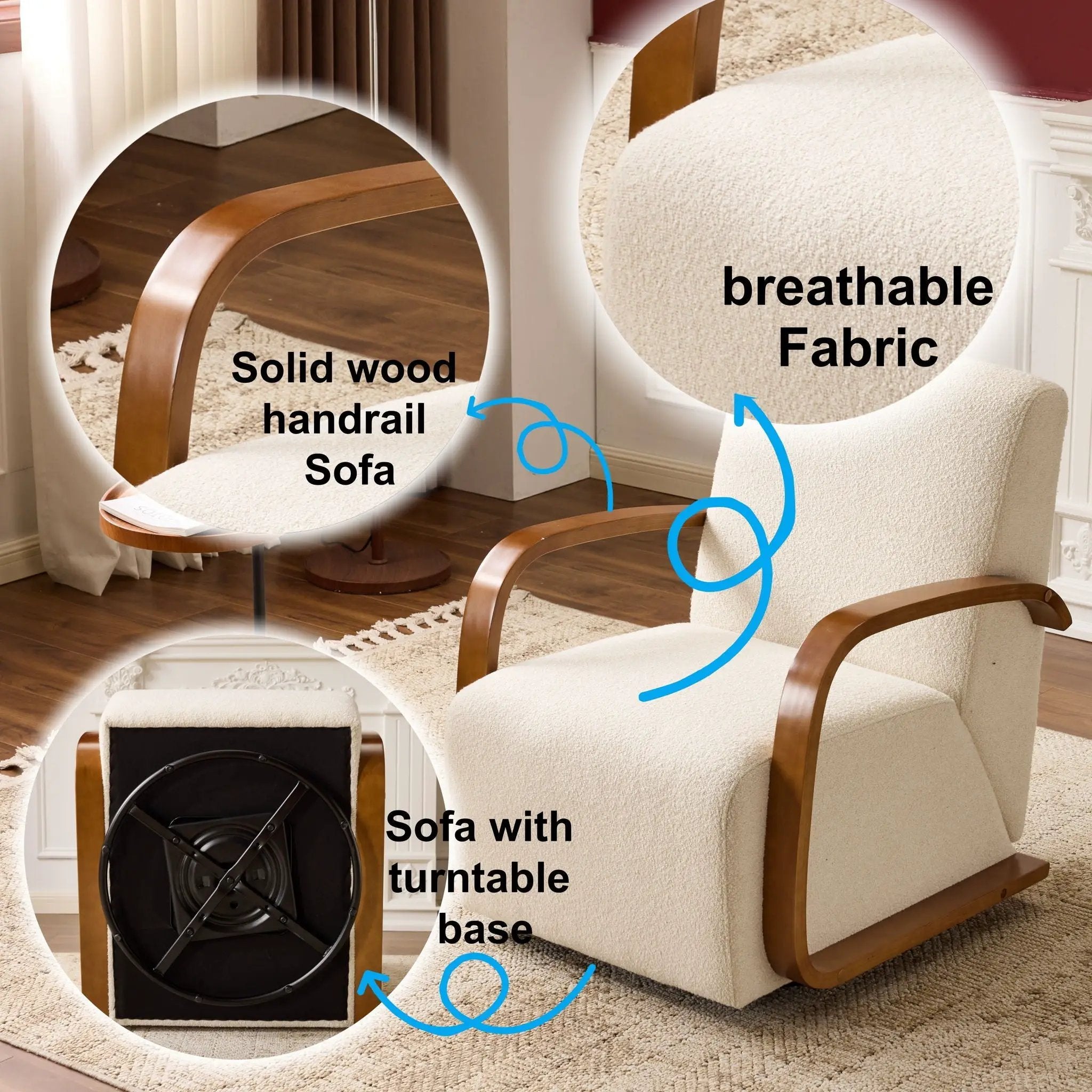 Swivel Accent Rotatable Ergonomic Single Chair For Living Room by HouseOfZazla