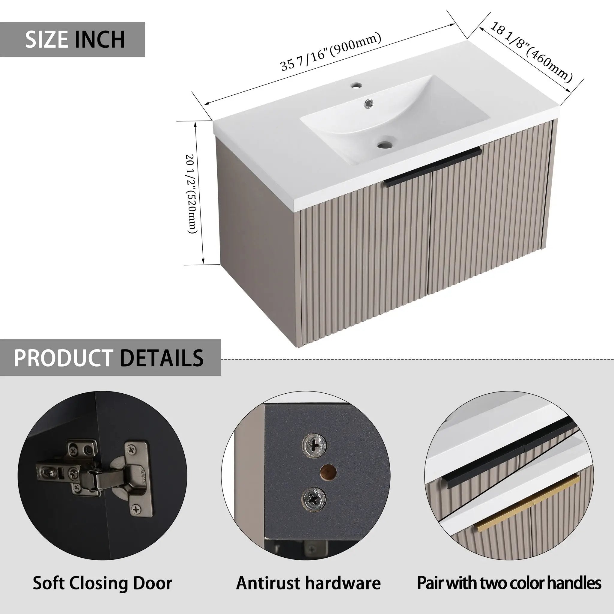 Contemporary Wall Mounted Bathroom Vanity With Resin Double Sink by HouseOfZazla