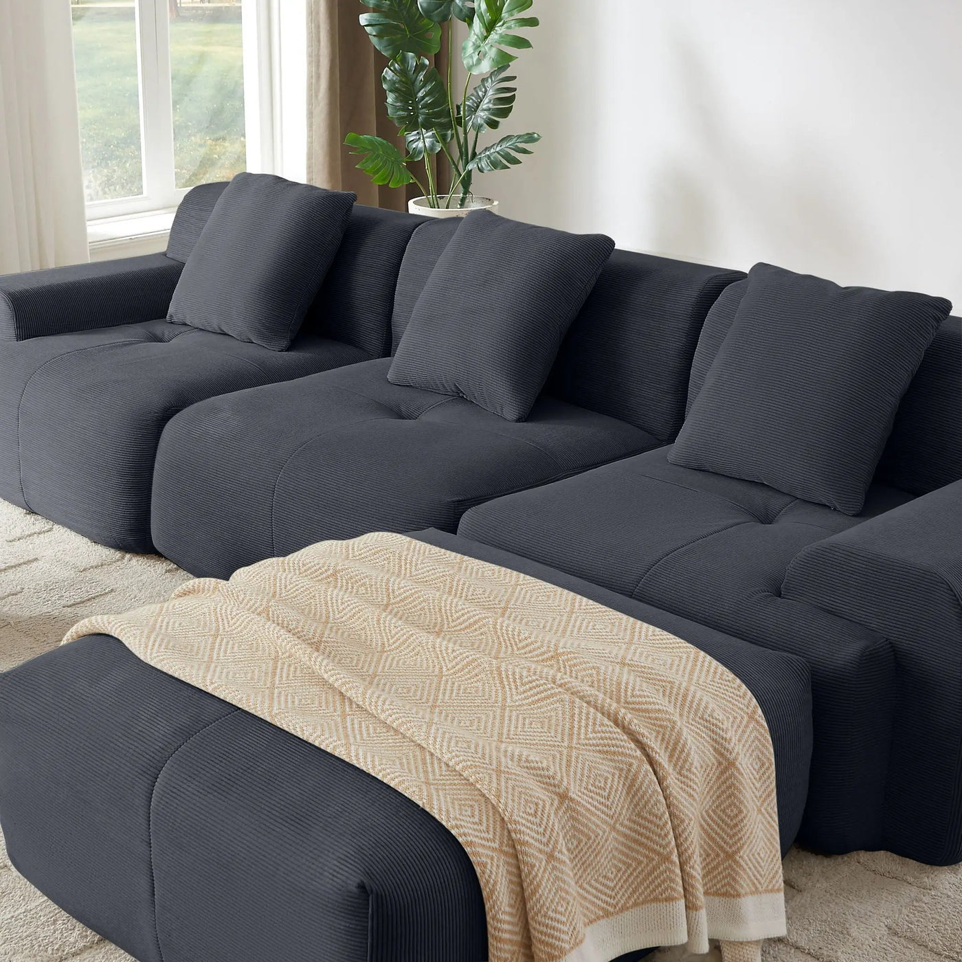 L Shaped Modular Sectional Sofa And Movable Ottoman by HouseOfZazla
