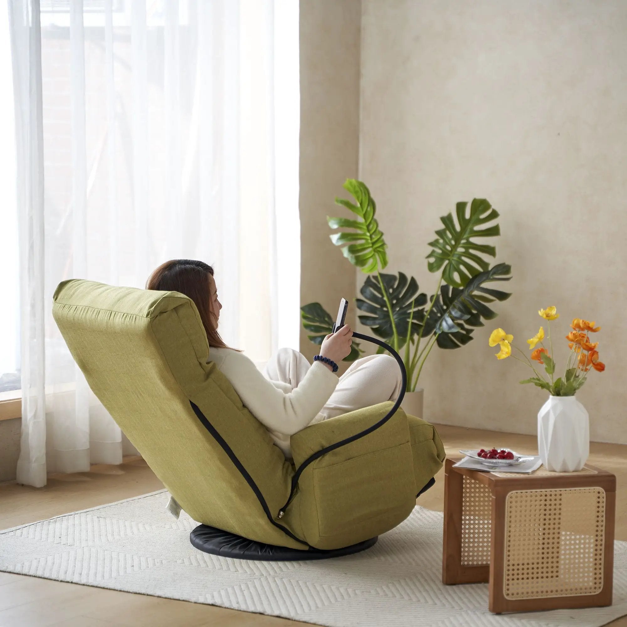 Adjustable Swivel Lounge Chair With 360 Degree Rotating Seat And Headrest Support by HouseOfZazla