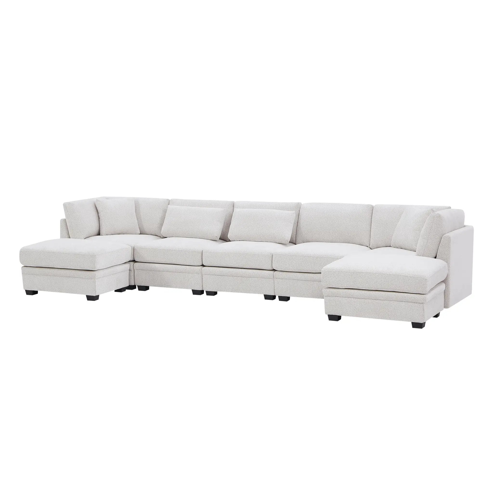 7-Piece Reversible Modular Corner Sectional Sofa - Beige by HouseOfZazla