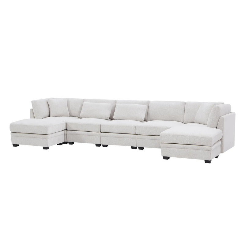 7-Piece Reversible Modular Corner Sectional Sofa - Beige by HouseOfZazla